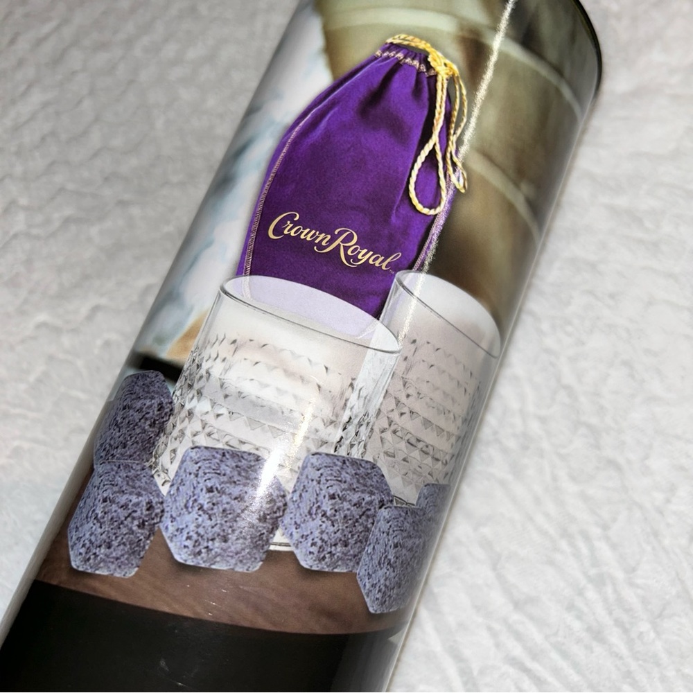 Crown Royal Whiskey Glasses (2) Beverage Stones (6) with Velvet Bag (1) Set NEW - Picture 6 of 6